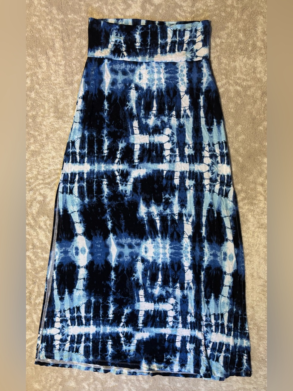 Charlotte Russe - Blue White & Black Tie-Dye Electric Style Maxi Skirt Size S